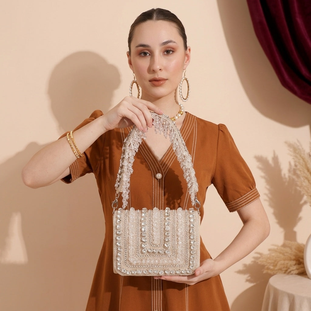 Savitri Beige — Suede Flap Bag