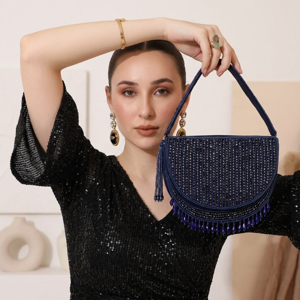 Pranati Blue — Suede Flap Bag