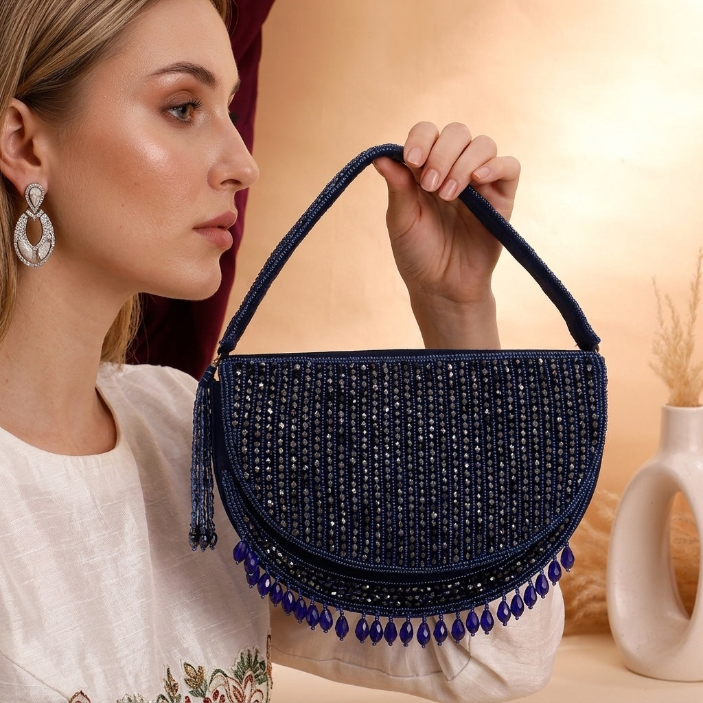 Pranati Blue — Suede Flap Bag