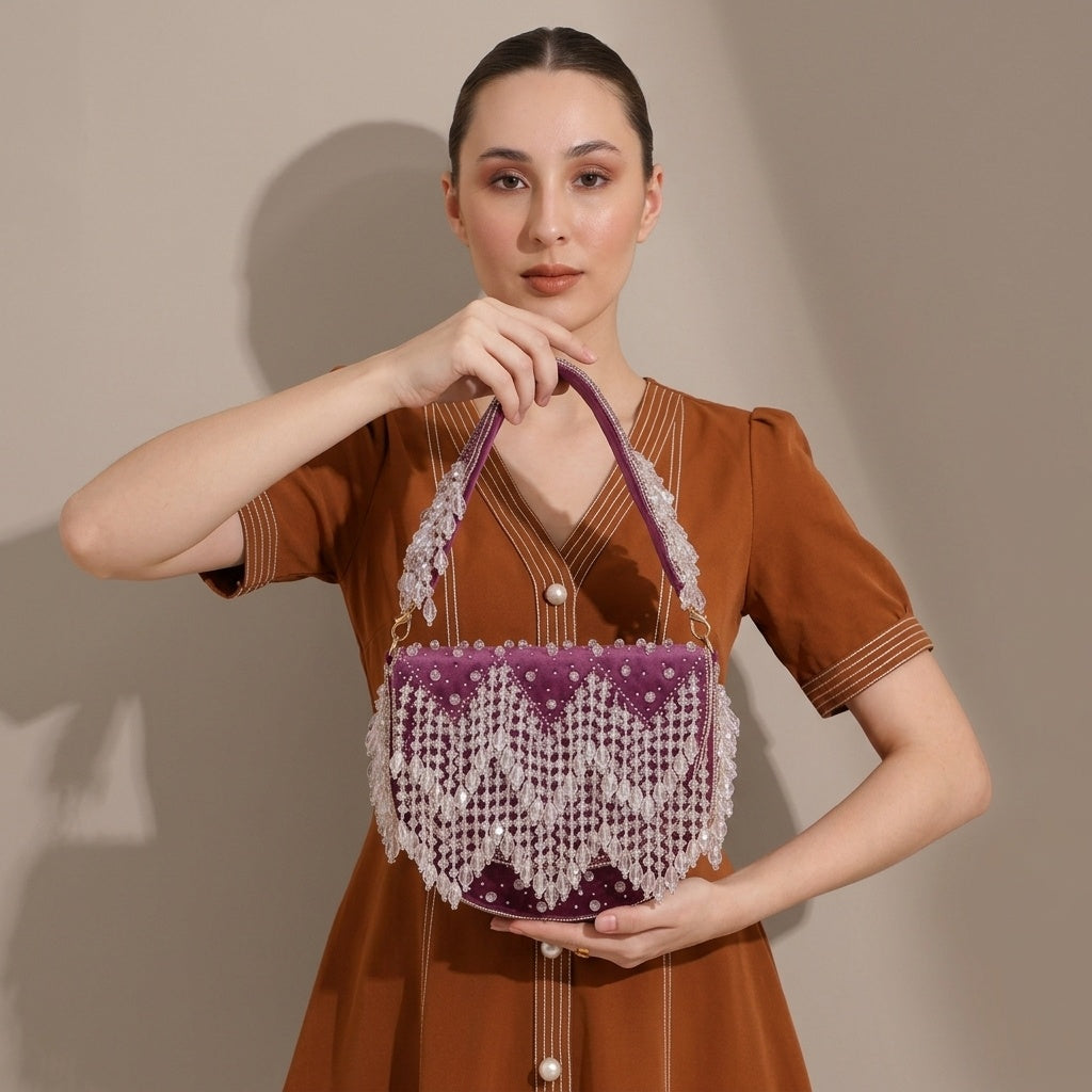 Amodini Purple — Suede Flap Bag