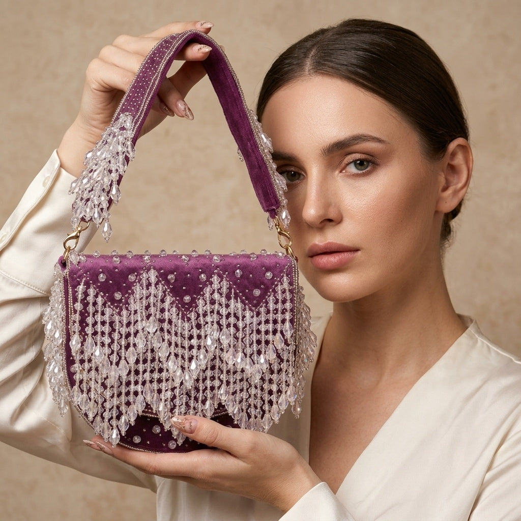 Amodini Purple — Suede Flap Bag