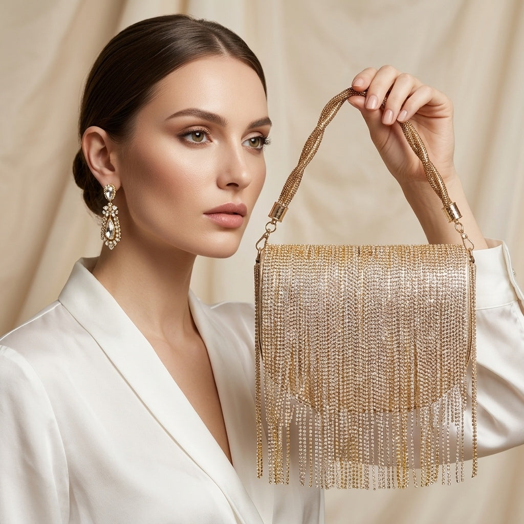 Tanushree Golden — Shimmer Flap Bag
