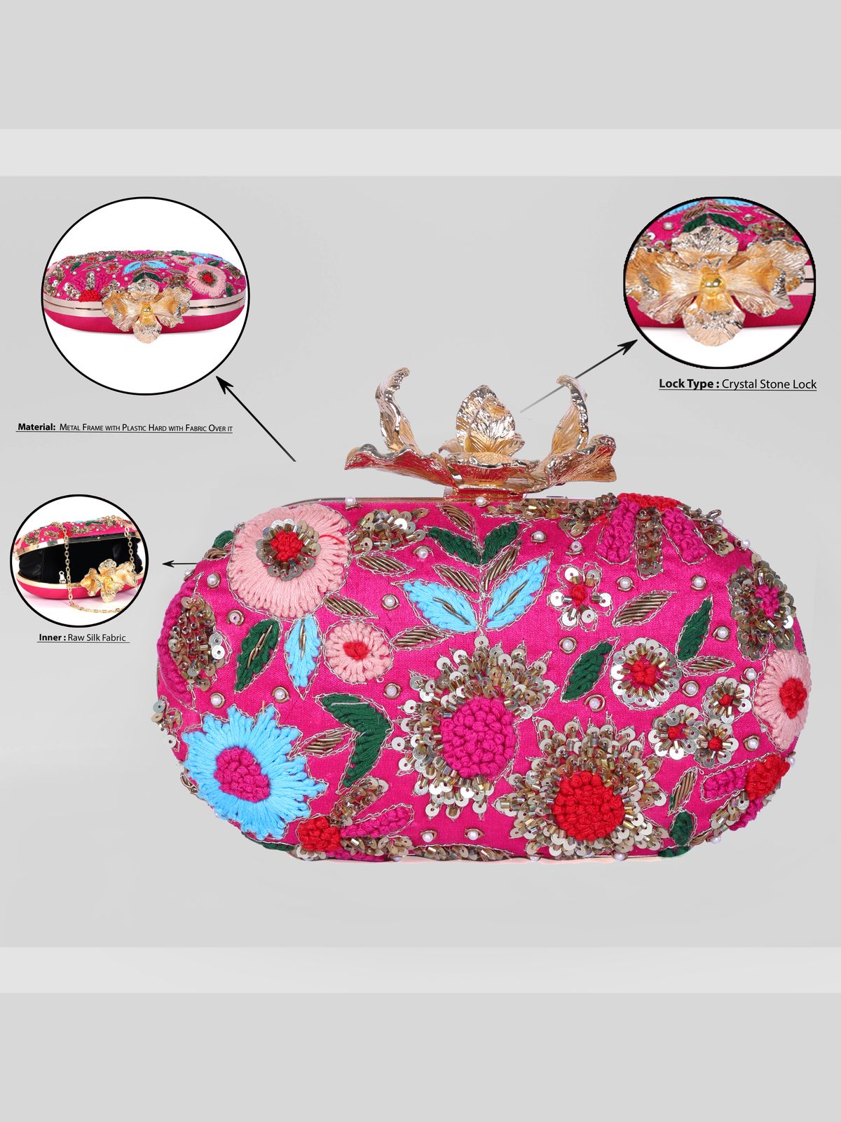 Swisni Embroidered Clutches - SWIS-1345 - Detail View 11