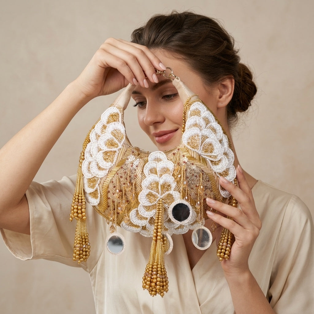 Sitara Golden — Suede Half Moon Bag