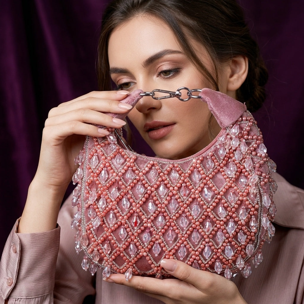 Kiran Mauve — Suede Half Moon Bag