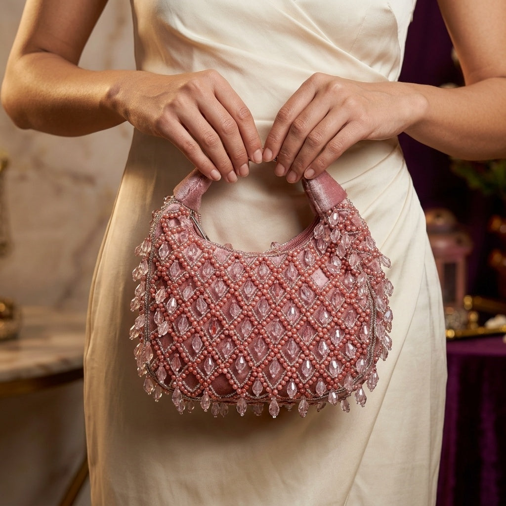 Kiran Mauve — Suede Half Moon Bag