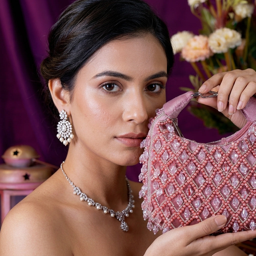 Kiran Mauve — Suede Half Moon Bag