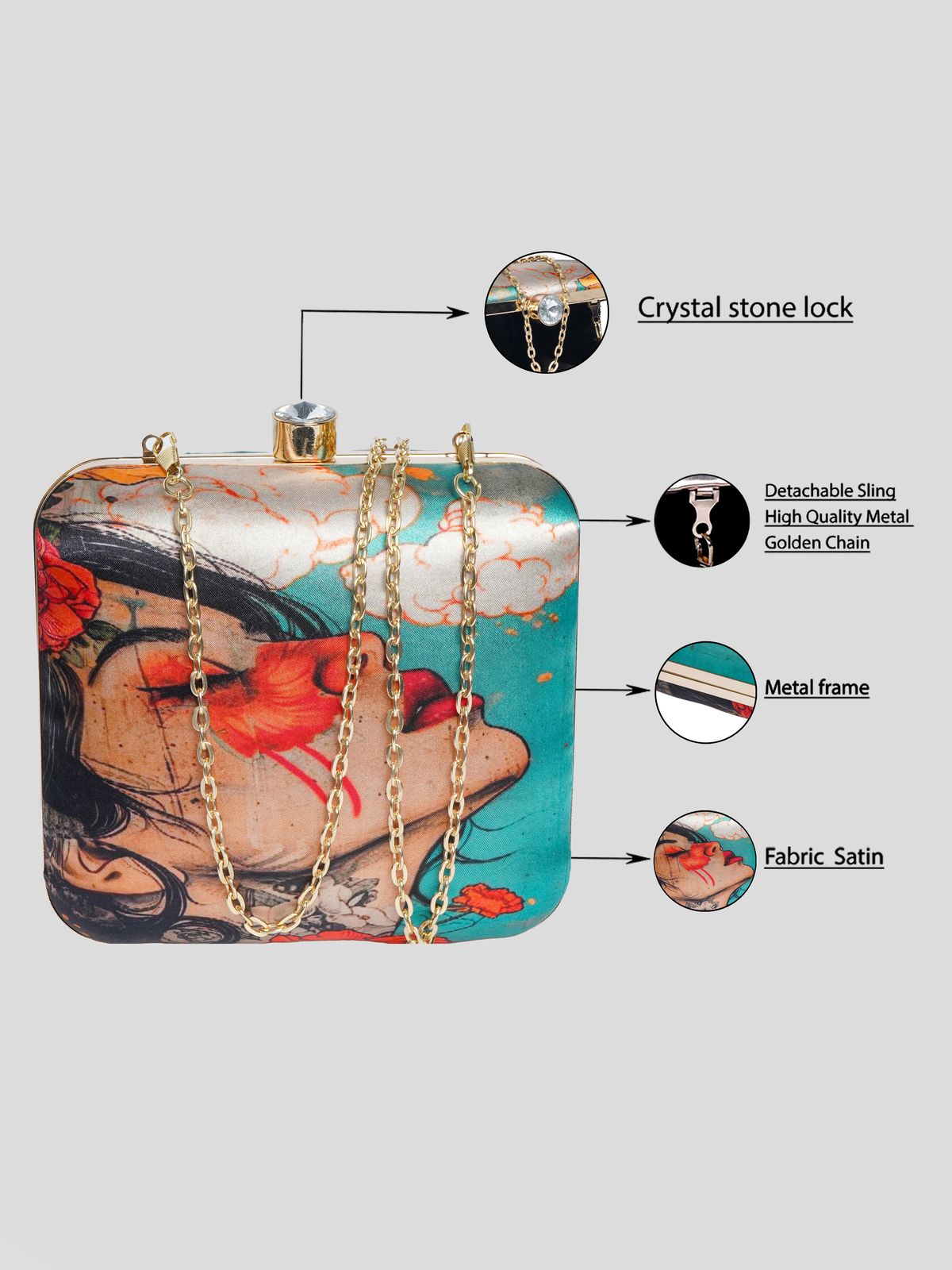 Swisni Printed Clutches - SWIS-1730 - Detail View 12