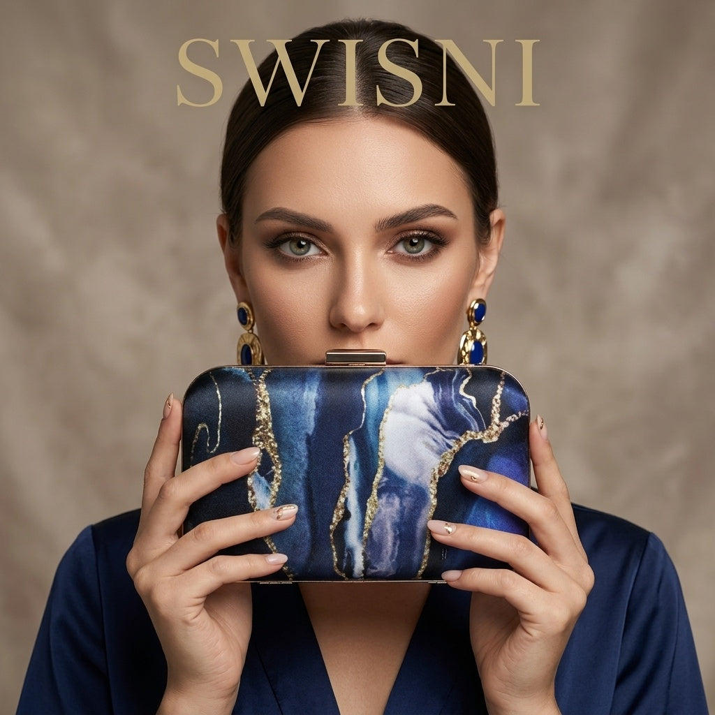 Swisni Premium Printed Clutch Bag for Women | Ethnic Evening Purse | Party Handbag | Gift for Her | SWIS-259