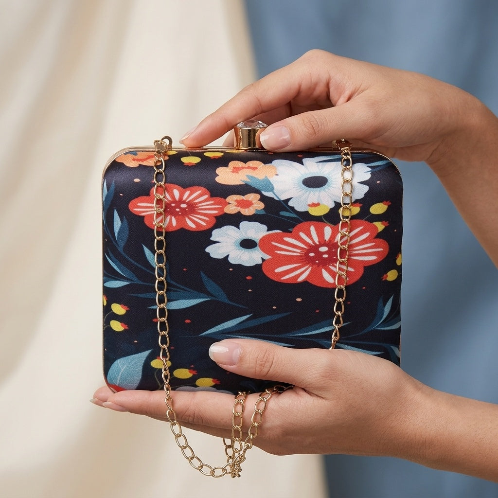 Swisni Premium Printed Clutch Bag for Women | Ethnic Evening Purse | Party Handbag | SWIS-31