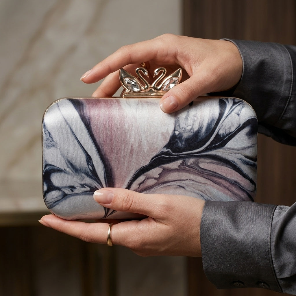 Anisha satin clutch, inside lining