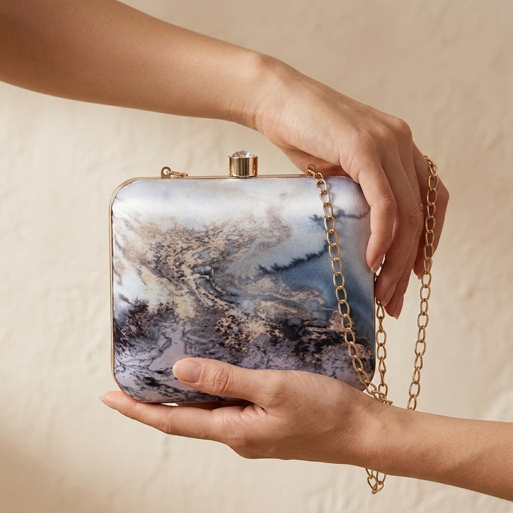 Heena — Satin Printed Clutch