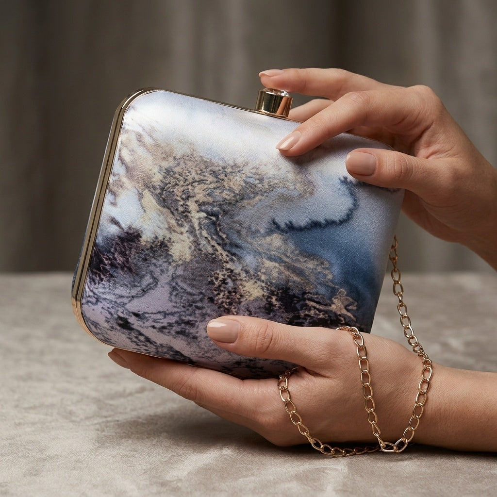 Heena — Satin Printed Clutch