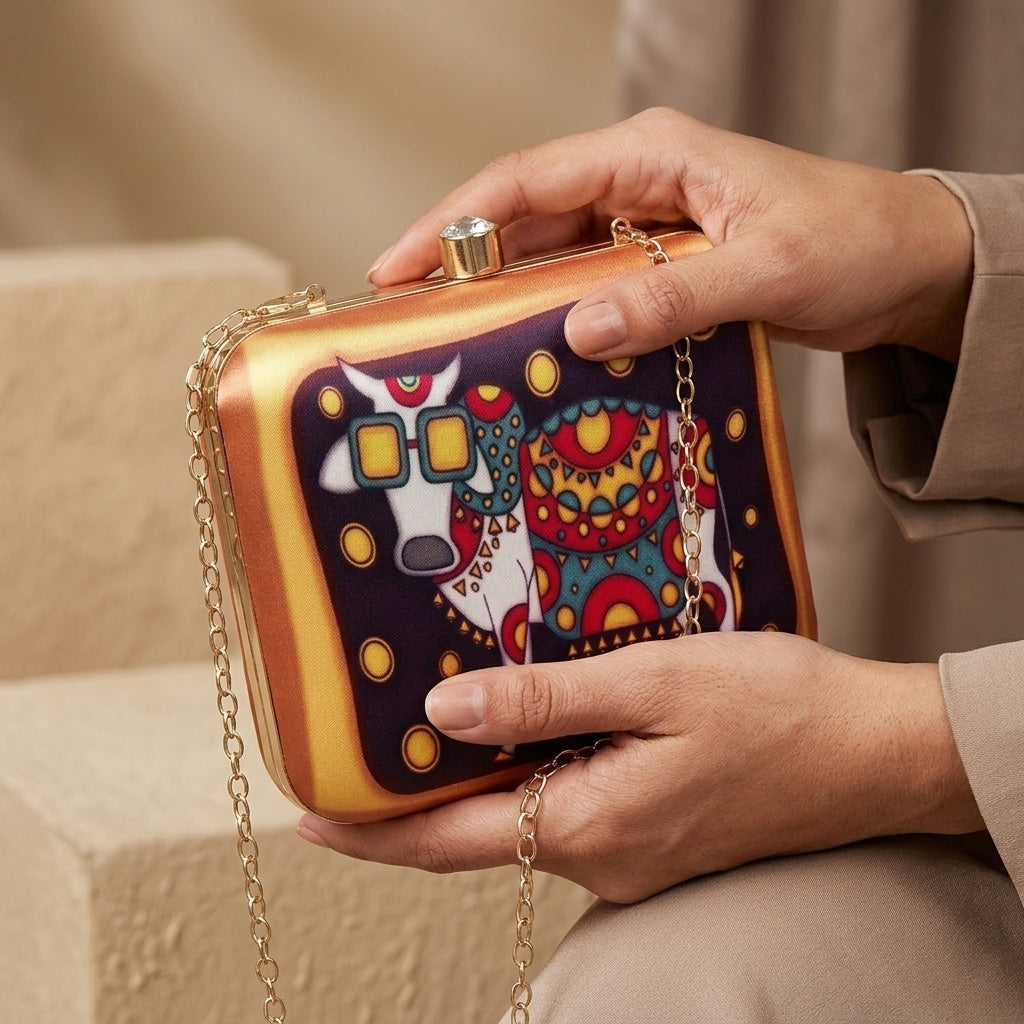 Swisni Premium Printed Clutch Bag for Women | Ethnic Evening Purse | Party Handbag | SWIS-395