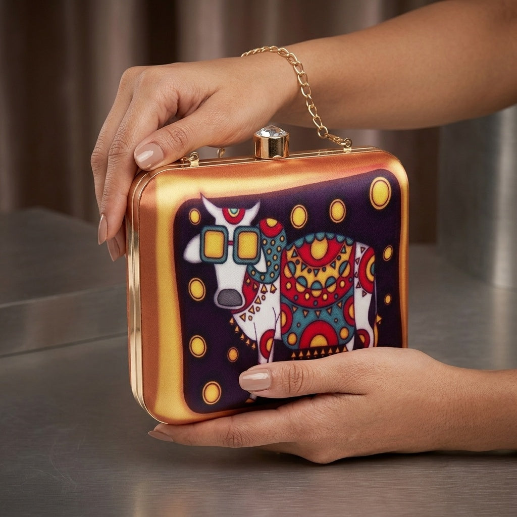 Swisni Premium Printed Clutch Bag for Women | Ethnic Evening Purse | Party Handbag | SWIS-395