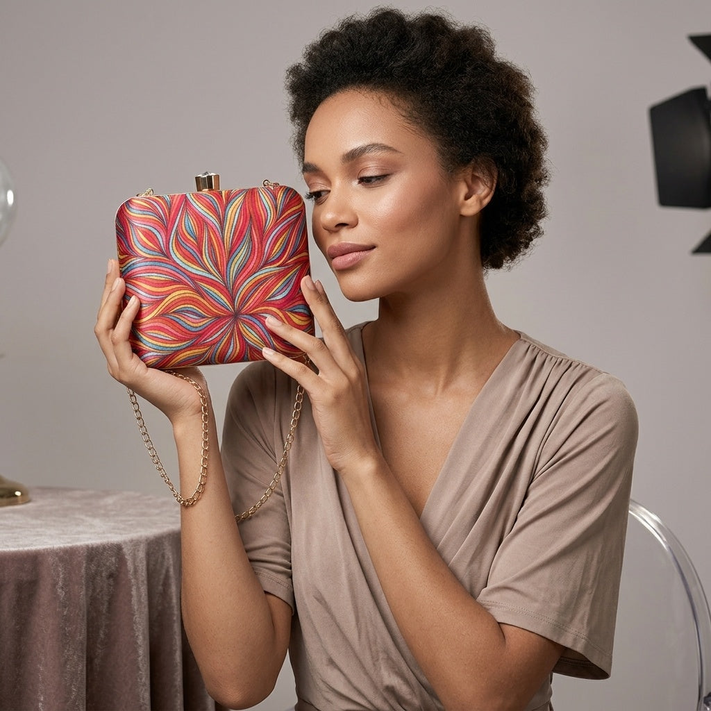 Swisni Premium Printed Clutch Bag for Women | Ethnic Evening Purse | Party Handbag | SWIS-399