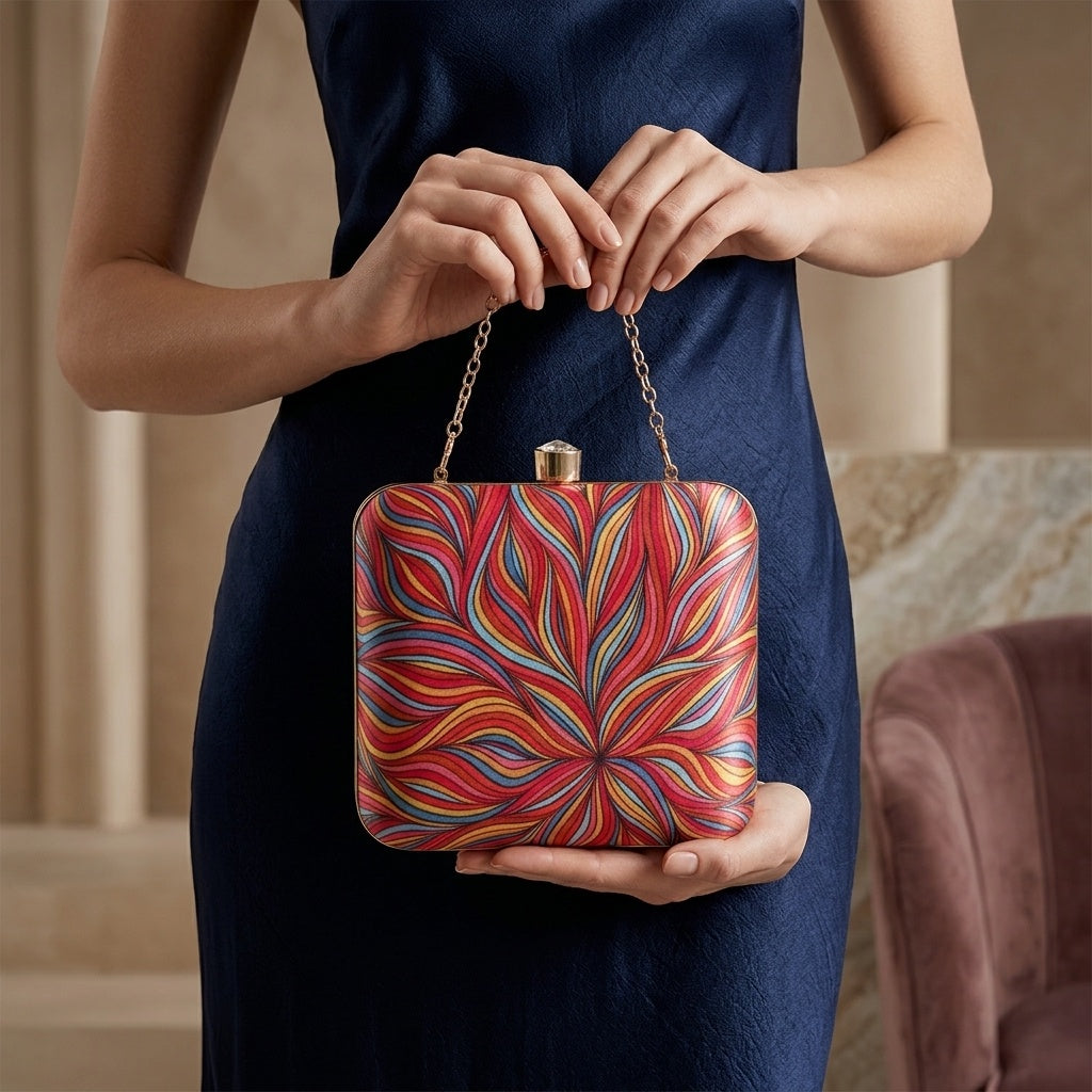 Swisni Premium Printed Clutch Bag for Women | Ethnic Evening Purse | Party Handbag | SWIS-399
