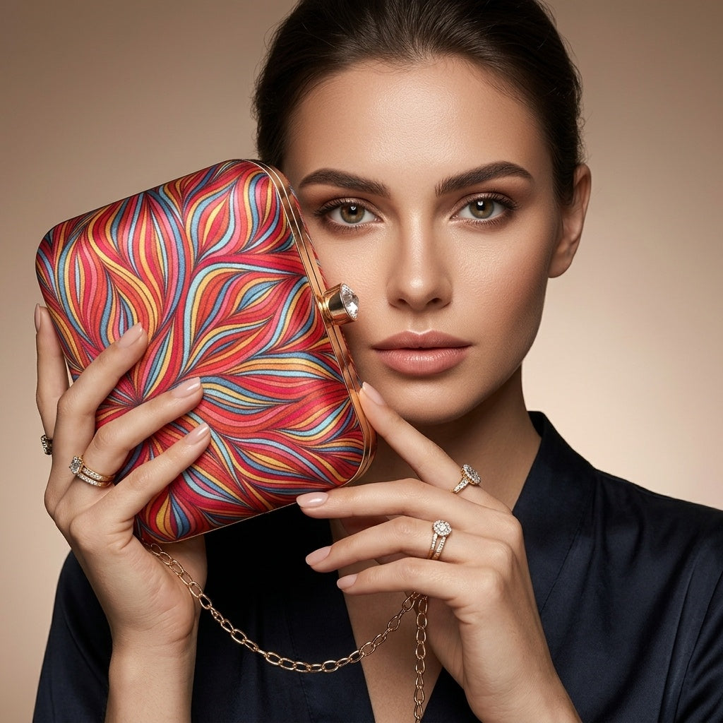 Swisni Premium Printed Clutch Bag for Women | Ethnic Evening Purse | Party Handbag | SWIS-399