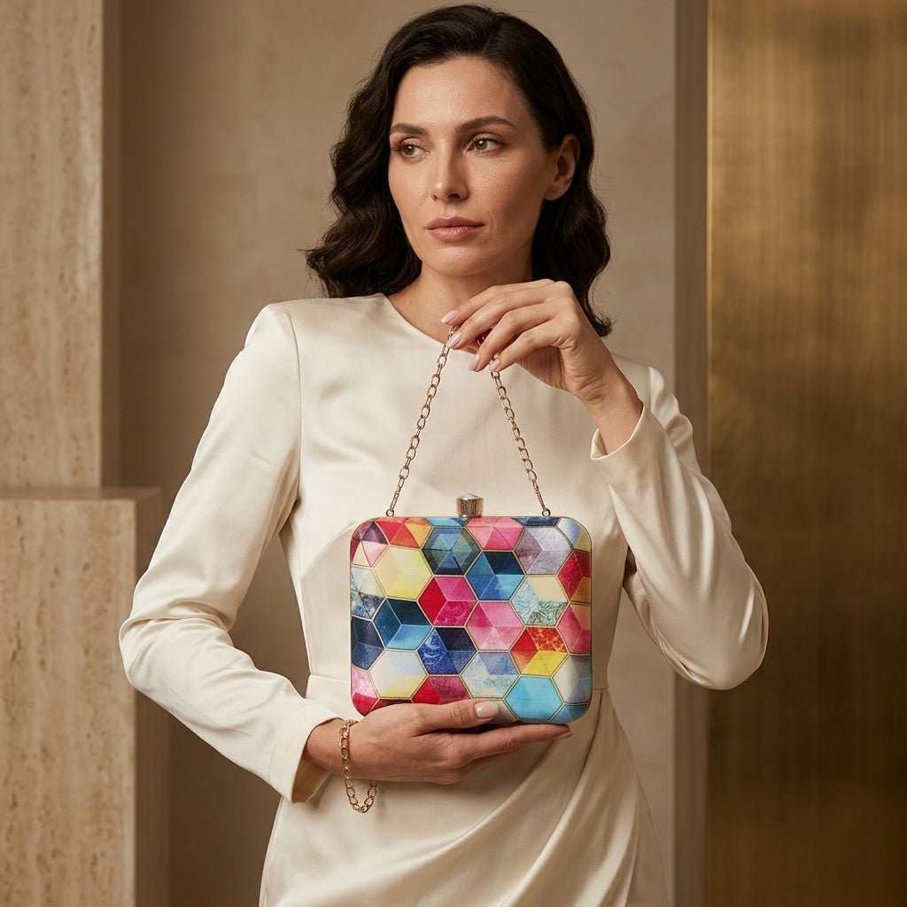 Swisni Premium Printed Clutch Bag for Women | Ethnic Evening Purse | Party Handbag | SWIS-400