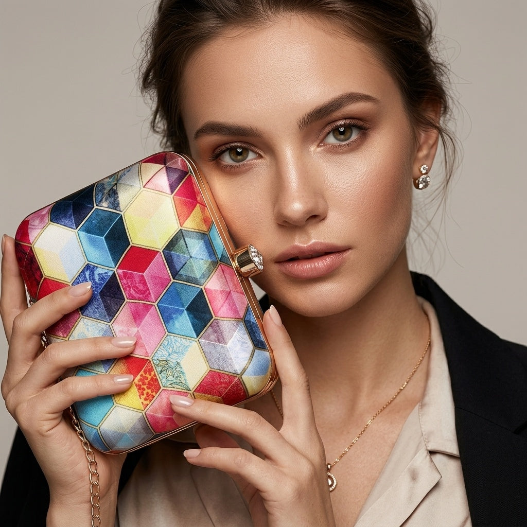 Swisni Premium Printed Clutch Bag for Women | Ethnic Evening Purse | Party Handbag | SWIS-400