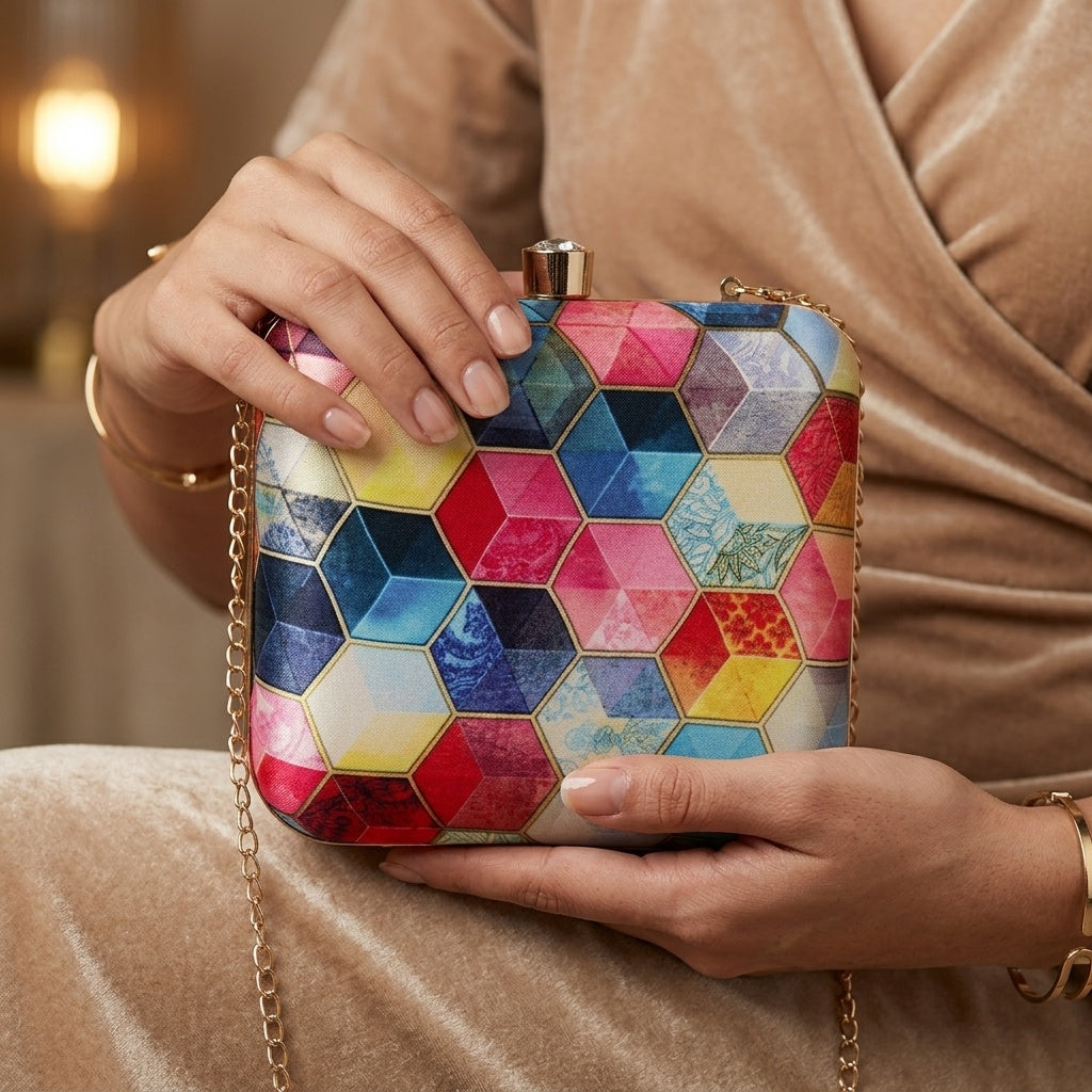 Swisni Premium Printed Clutch Bag for Women | Ethnic Evening Purse | Party Handbag | SWIS-400