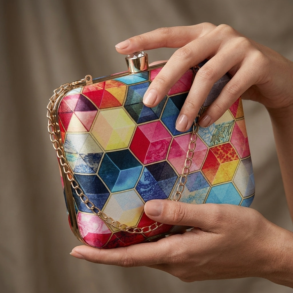 Jaya — Satin Printed Clutch