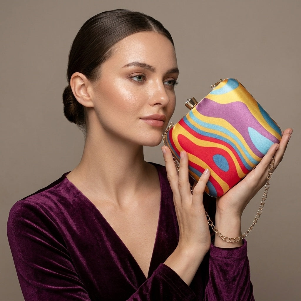 Swisni Premium Printed Clutch Bag for Women | Ethnic Evening Purse | Party Handbag | SWIS-401
