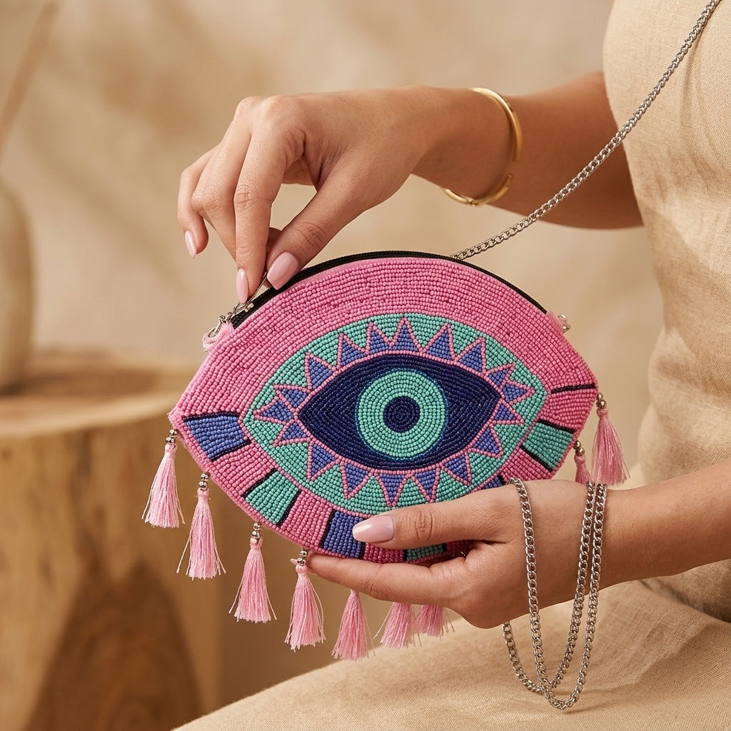 Juhi Pink — Canvas Banjara Boho Bag