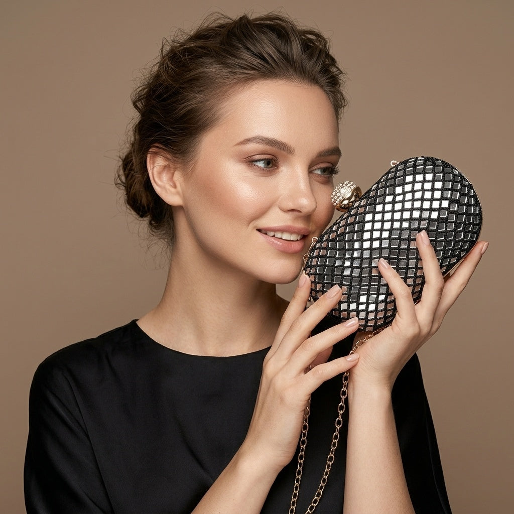 Chaitali Black — Raw Silk Embroidered Clutch