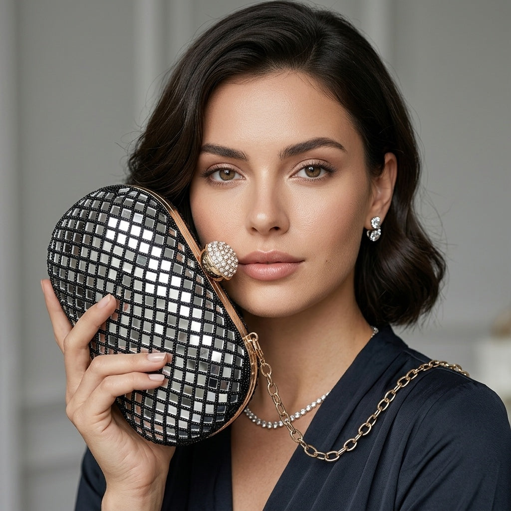 Chaitali Black — Raw Silk Embroidered Clutch