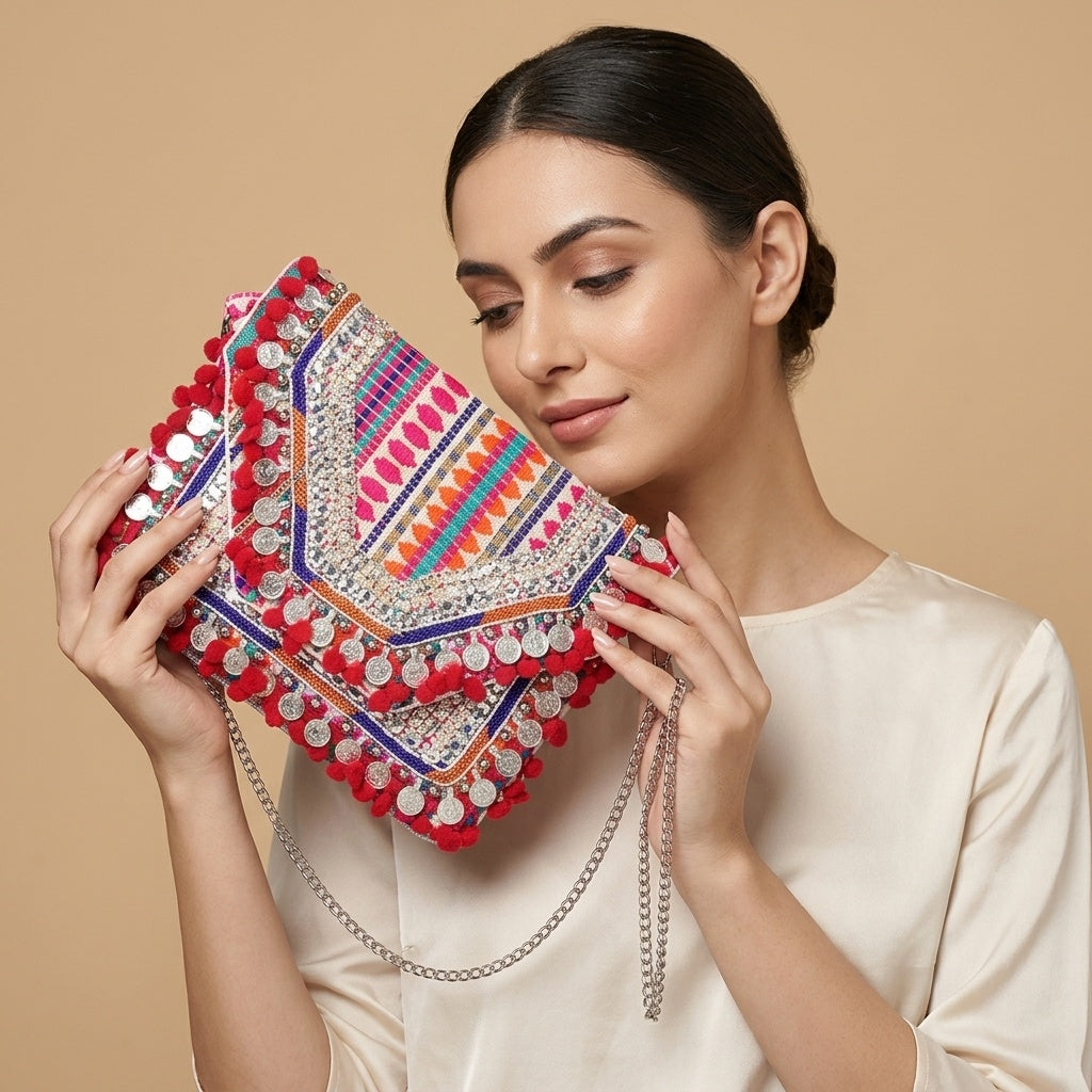 Renuka Red — Canvas Banjara Boho Bag