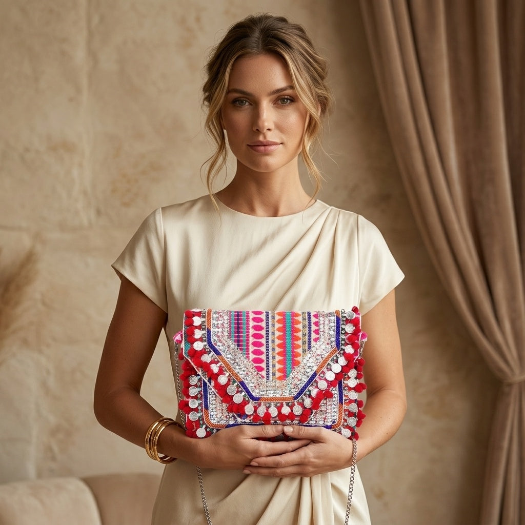 Renuka Red — Canvas Banjara Boho Bag