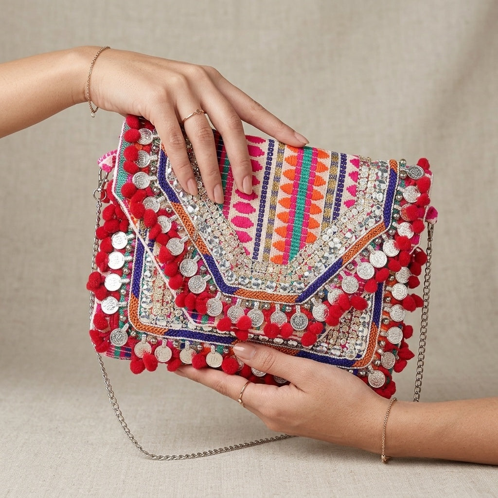 Renuka Red — Canvas Banjara Boho Bag