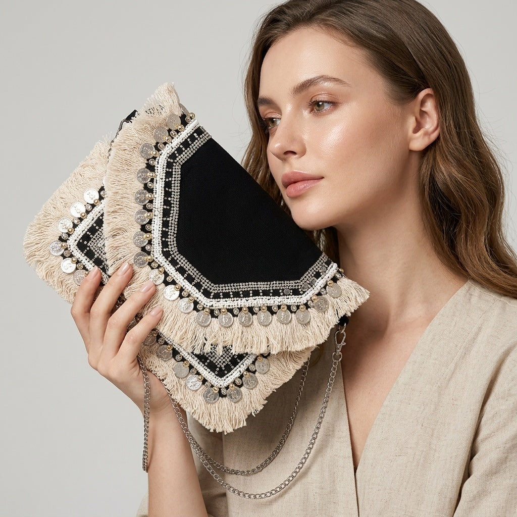Trisha Black — Canvas Banjara Boho Bag