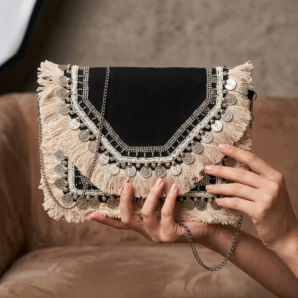 Trisha Black — Canvas Banjara Boho Bag
