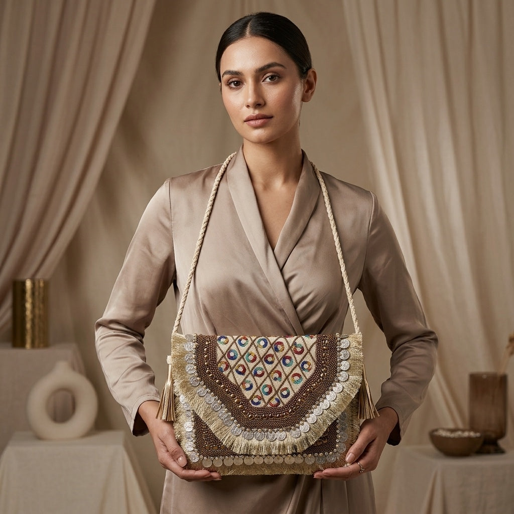 Shalmali Golden — Canvas Banjara Boho Bag