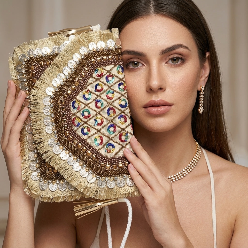 Shalmali Golden — Canvas Banjara Boho Bag