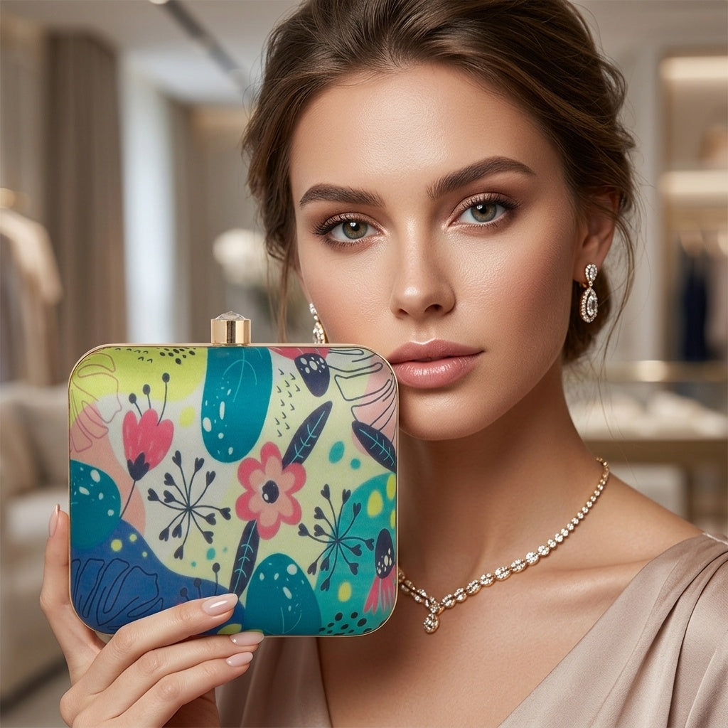 Swisni Premium Printed Clutch Bag for Women | Ethnic Evening Purse | Party Handbag | SWIS-419