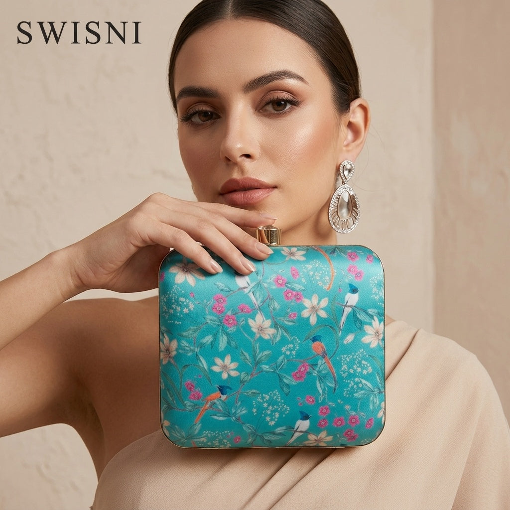 Swisni Premium Printed Clutch Bag for Women | Ethnic Evening Purse | Party Handbag | SWIS-420