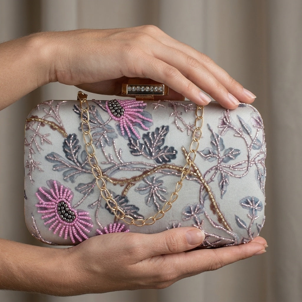 Swisni Luxury Hand-Embroidered Designer Clutch Bag | SWIS-421