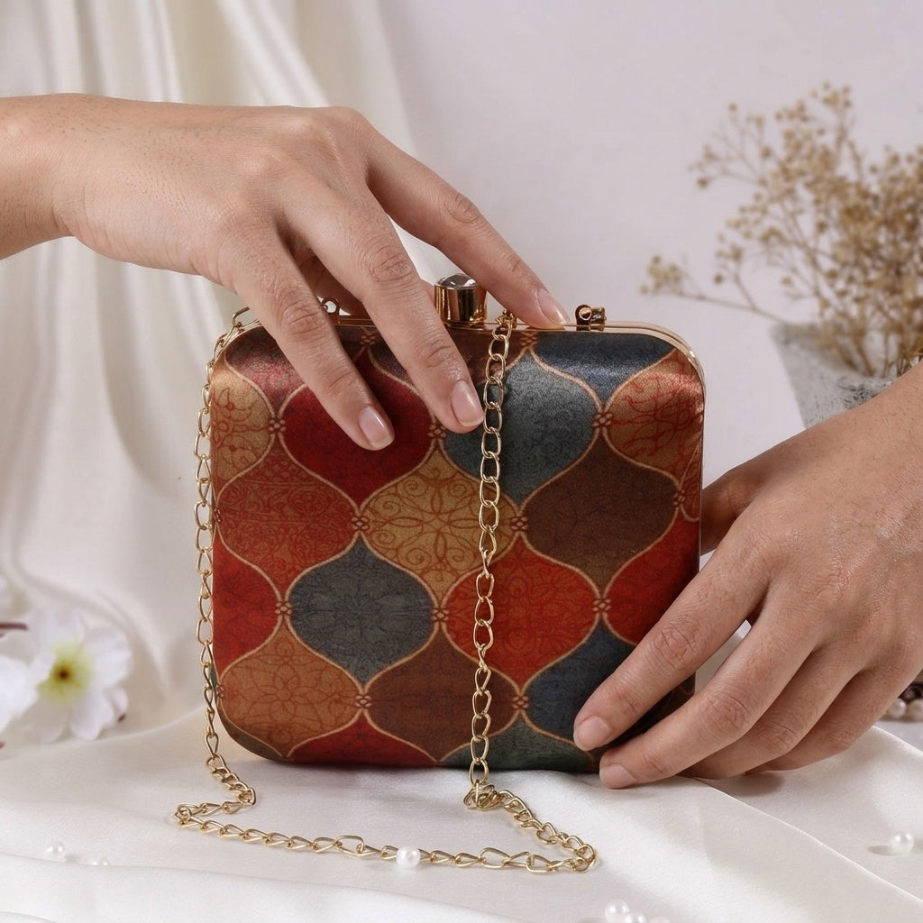 Sadhna — Satin Printed Clutch