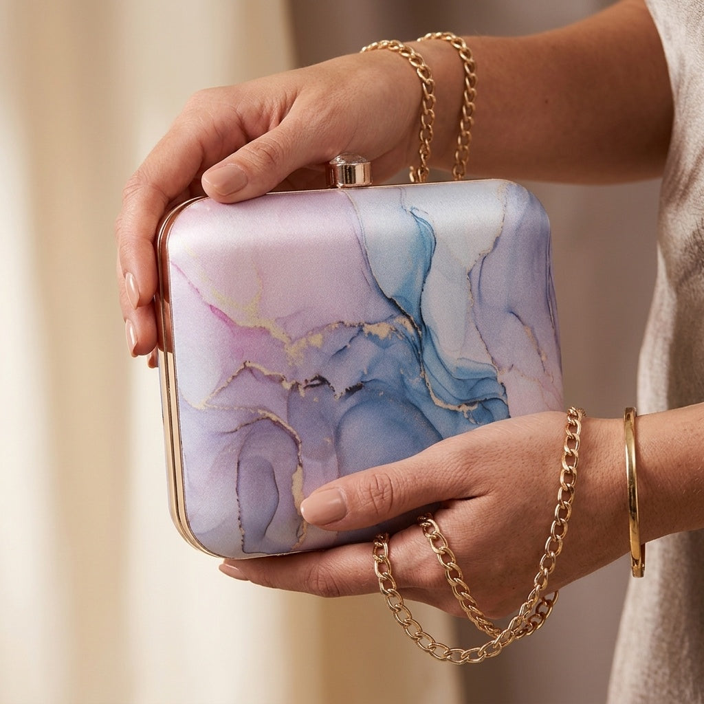 Mrinalini — Satin Printed Clutch