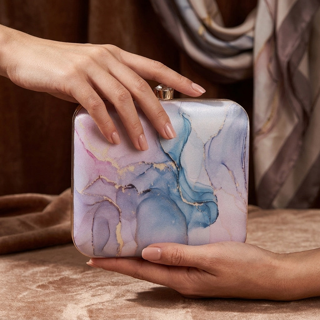 Mrinalini — Satin Printed Clutch