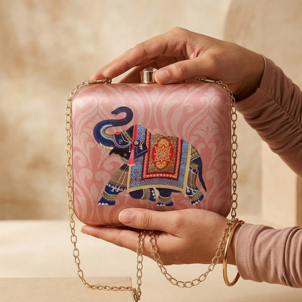 Rukmini — Satin Printed Clutch