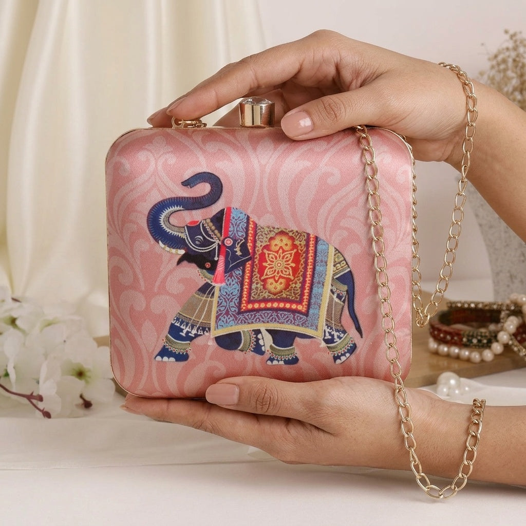 Rukmini — Satin Printed Clutch