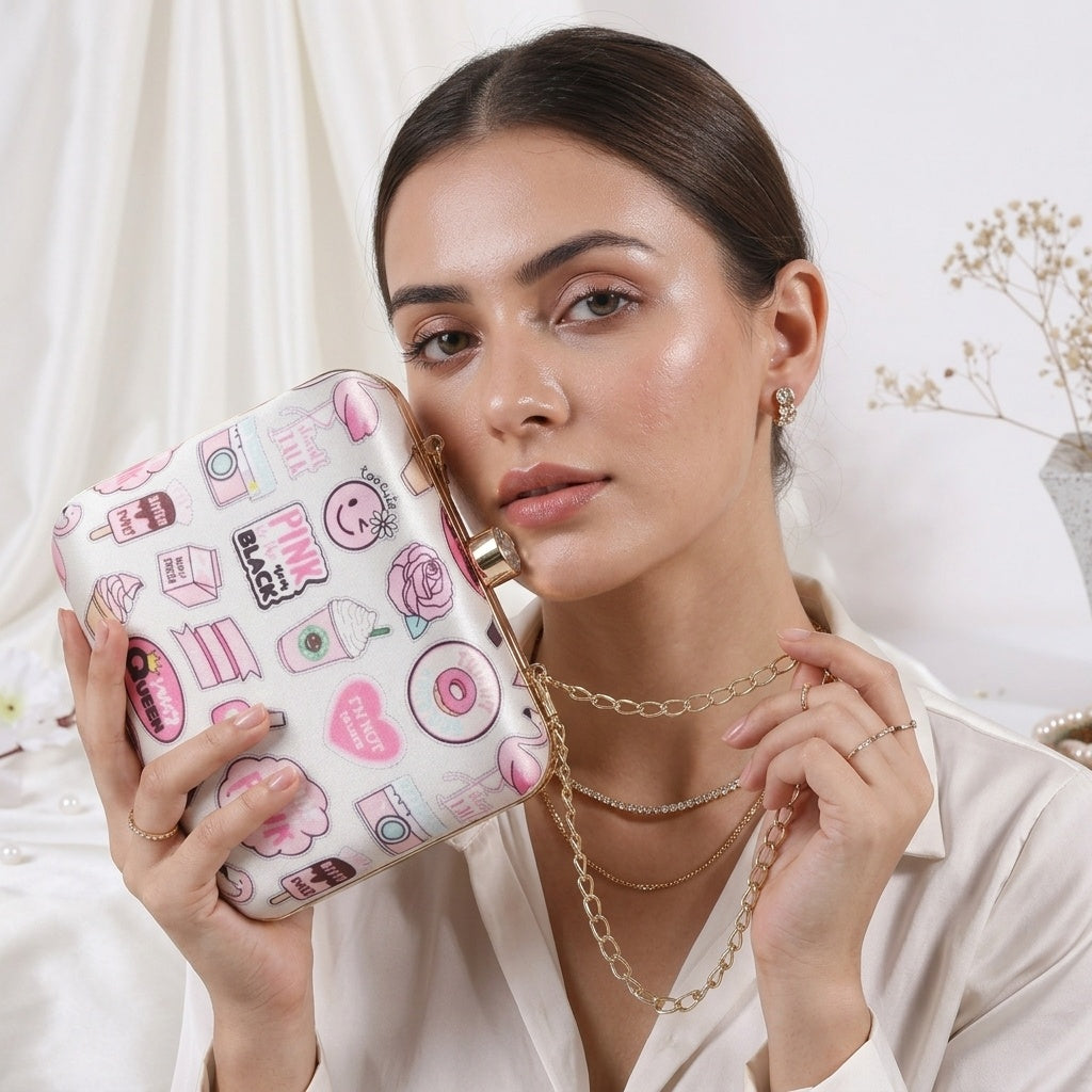 Swisni Premium Printed Clutch Bag for Women | Ethnic Evening Purse | Party Handbag | SWIS-433