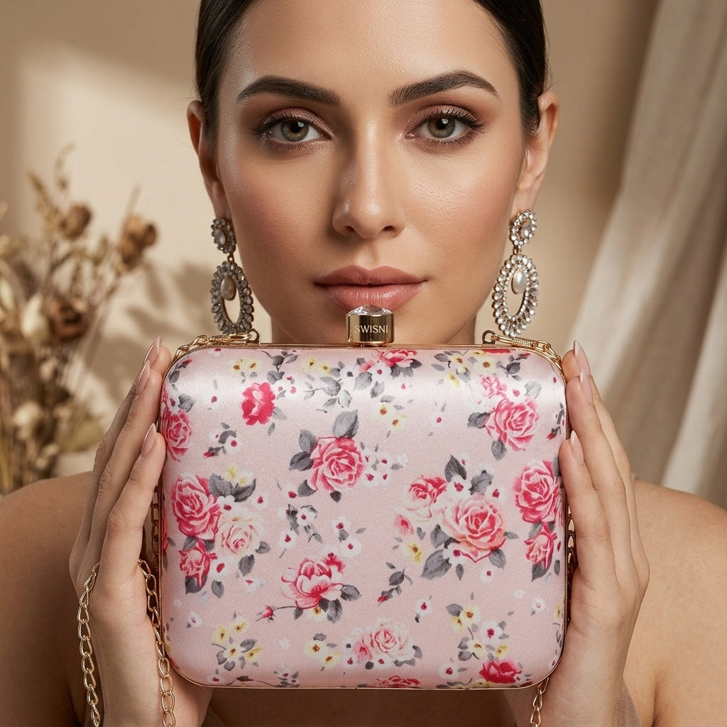 Swisni Premium Printed Clutch Bag for Women | Ethnic Evening Purse | Party Handbag | Pre-Order | SWIS-436