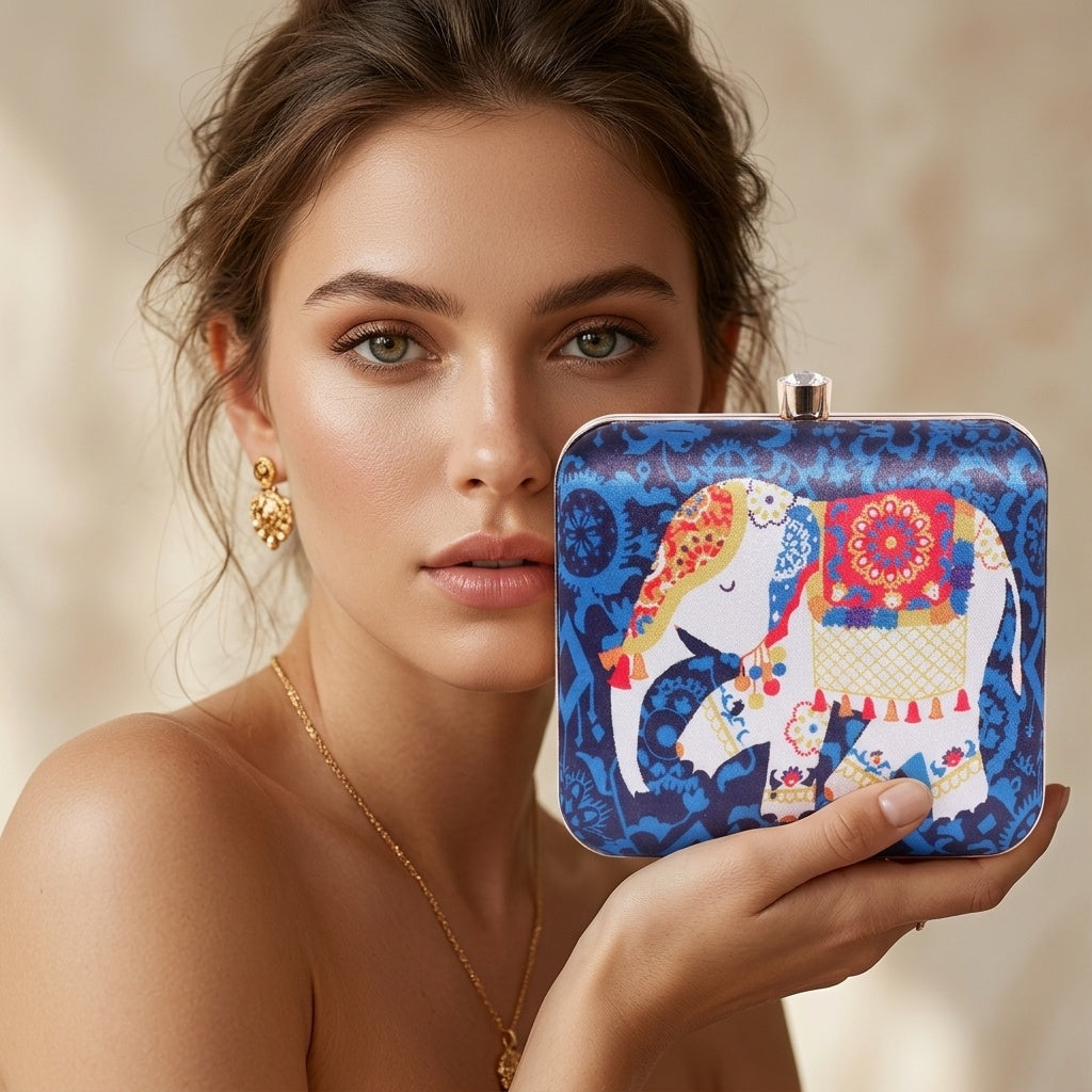 Swisni Premium Printed Clutch Bag for Women | Ethnic Evening Purse | Party Handbag | SWIS-446