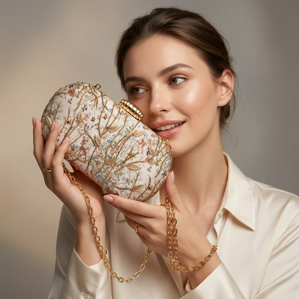 Swisni Premium Printed & Embroidered Luxury Clutch Bag | SWIS-4483