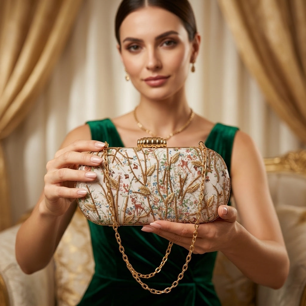 Swisni Premium Printed & Embroidered Luxury Clutch Bag | SWIS-4483